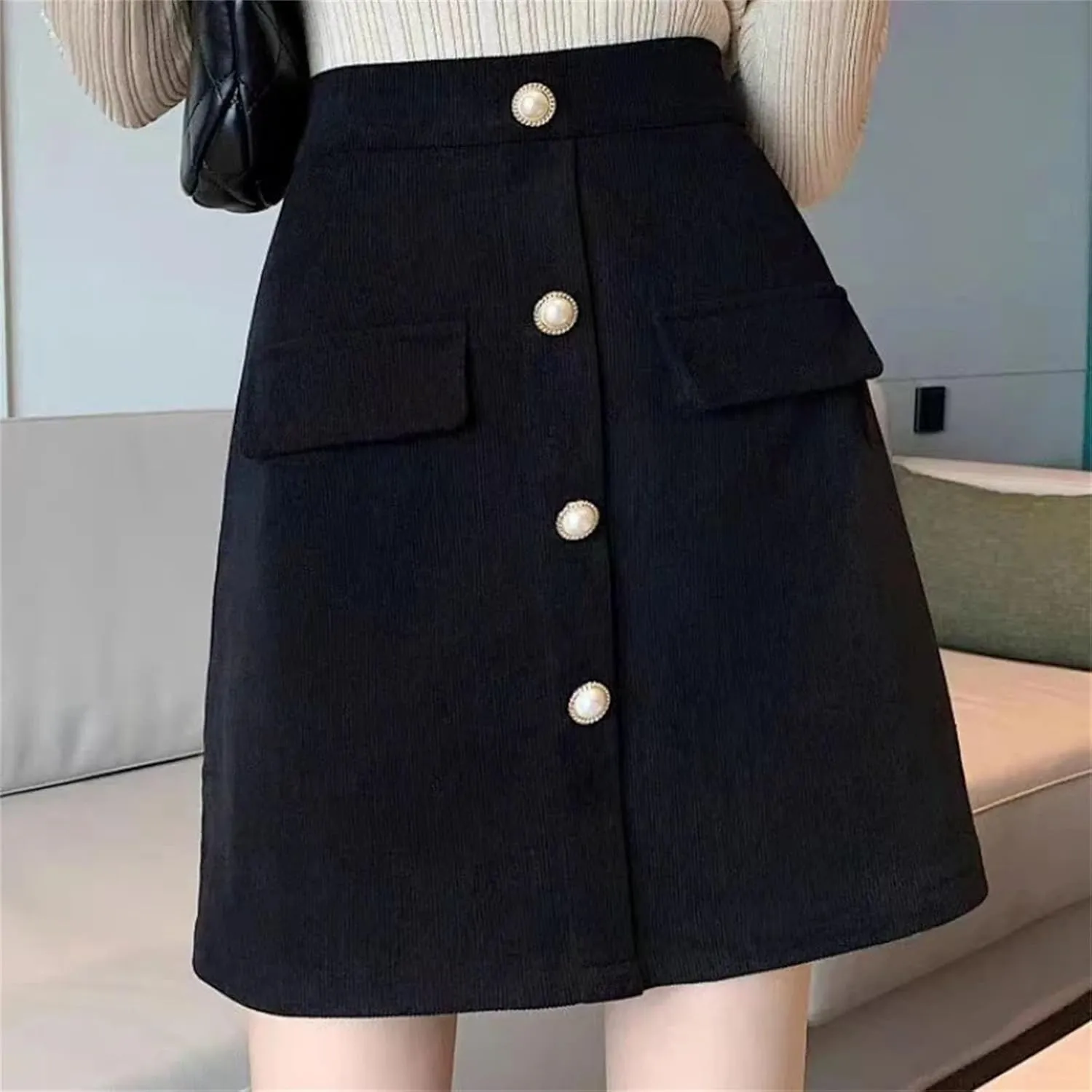 Women High-Waisted Skirt for Women Spring A-line Covering Belly and Slimming Buttocks Short Skirt