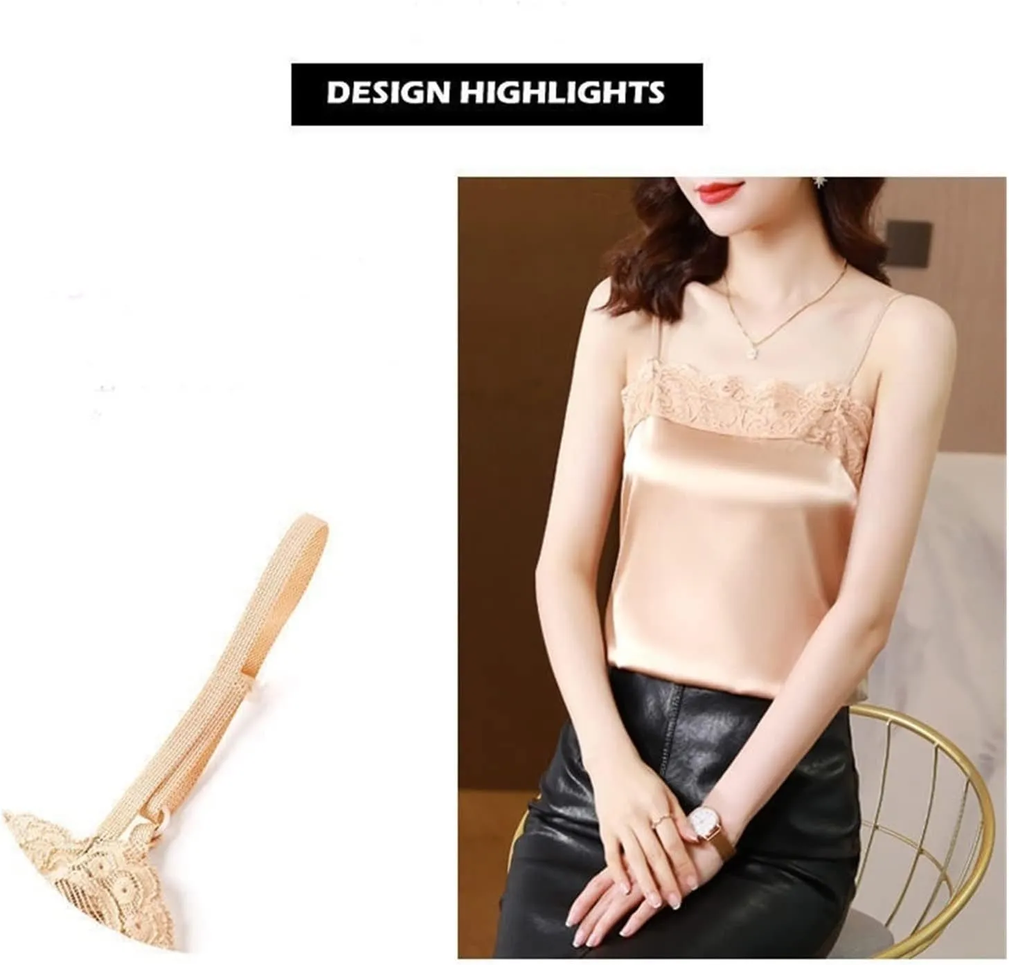 Women lace Retro O-Neck Plus Size Sexy Tube top Satin Basic Camisole Sleeveless top