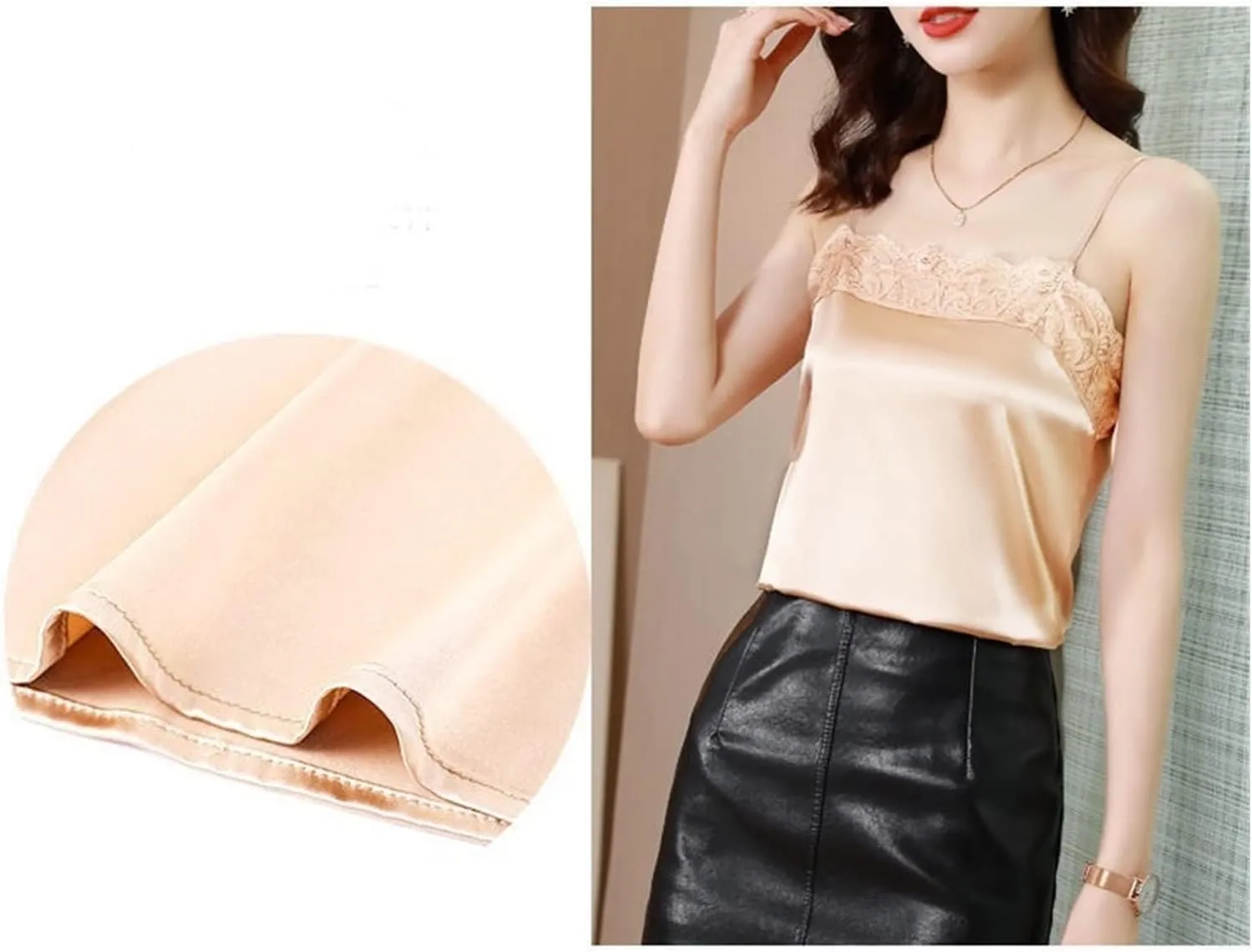 Women lace Retro O-Neck Plus Size Sexy Tube top Satin Basic Camisole Sleeveless top