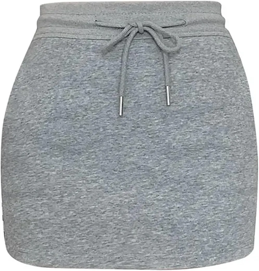 Women Solid High-Waisted Slimming Petite Half-Length Skirt Women A- Line Drawstring Low Waist Pleated Short Skirt