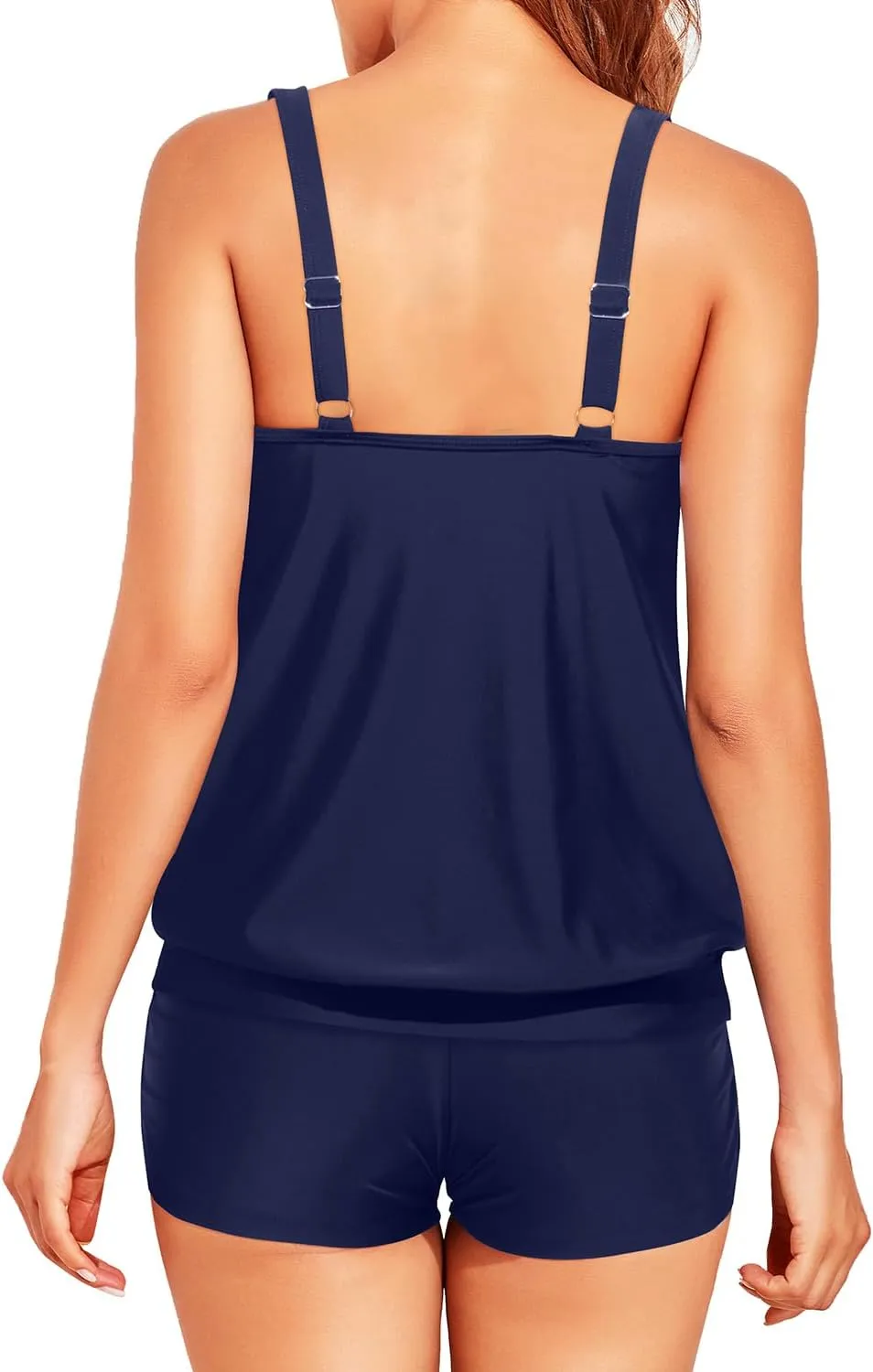Women Two Piece Tankini Swimsuits - Tummy Control Bathing Suits Top with Shorts 2025 Blouson Swimwear