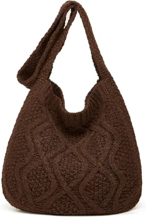 Women's Aesthetic Tote Bags Handwoven Knitted Shoulder Handbag Purse Hobo Bag Large Shoulder Shopping Bag Travel