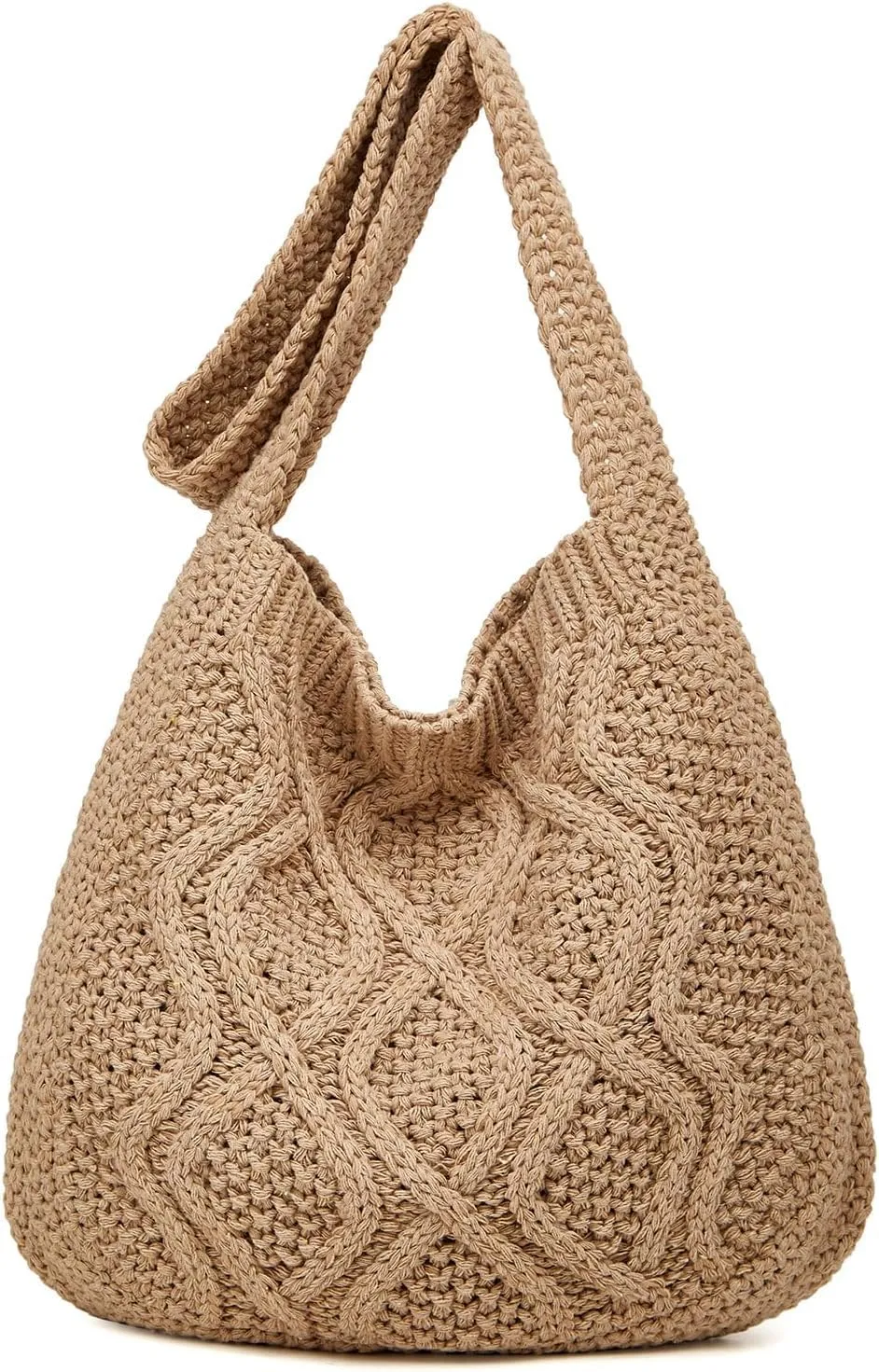 Women's Aesthetic Tote Bags Handwoven Knitted Shoulder Handbag Purse Hobo Bag Large Shoulder Shopping Bag Travel
