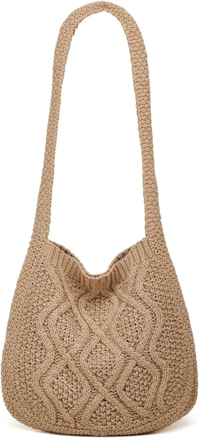 Women's Aesthetic Tote Bags Handwoven Knitted Shoulder Handbag Purse Hobo Bag Large Shoulder Shopping Bag Travel