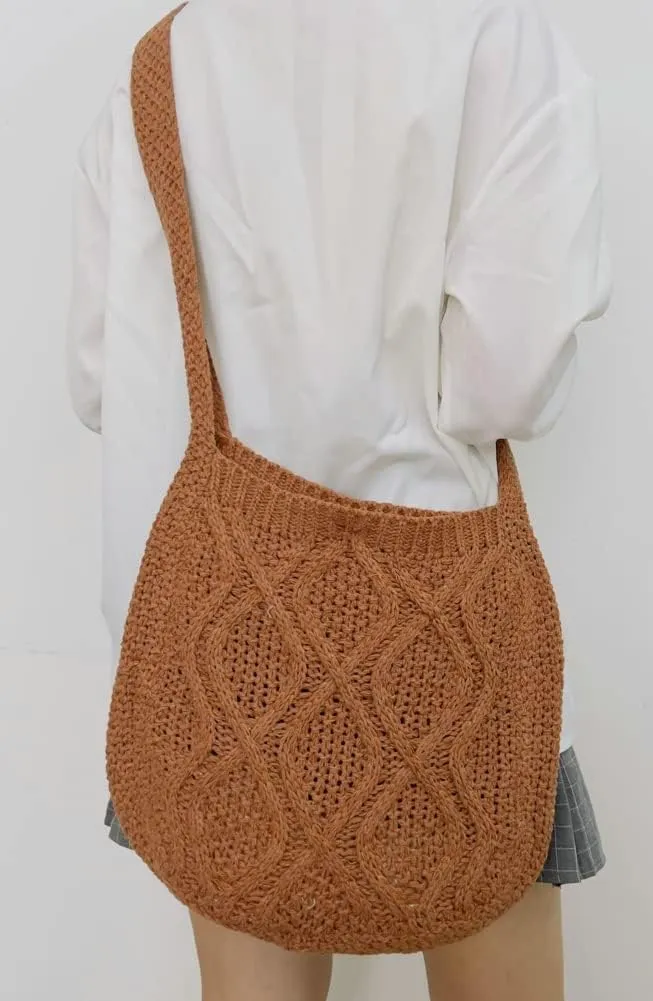 Women's Aesthetic Tote Bags Handwoven Knitted Shoulder Handbag Purse Hobo Bag Large Shoulder Shopping Bag Travel
