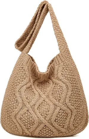 Women's Aesthetic Tote Bags Handwoven Knitted Shoulder Handbag Purse Hobo Bag Large Shoulder Shopping Bag Travel