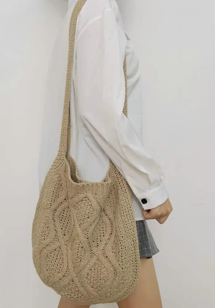 Women's Aesthetic Tote Bags Handwoven Knitted Shoulder Handbag Purse Hobo Bag Large Shoulder Shopping Bag Travel