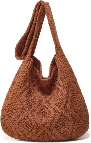 Women's Aesthetic Tote Bags Handwoven Knitted Shoulder Handbag Purse Hobo Bag Large Shoulder Shopping Bag Travel