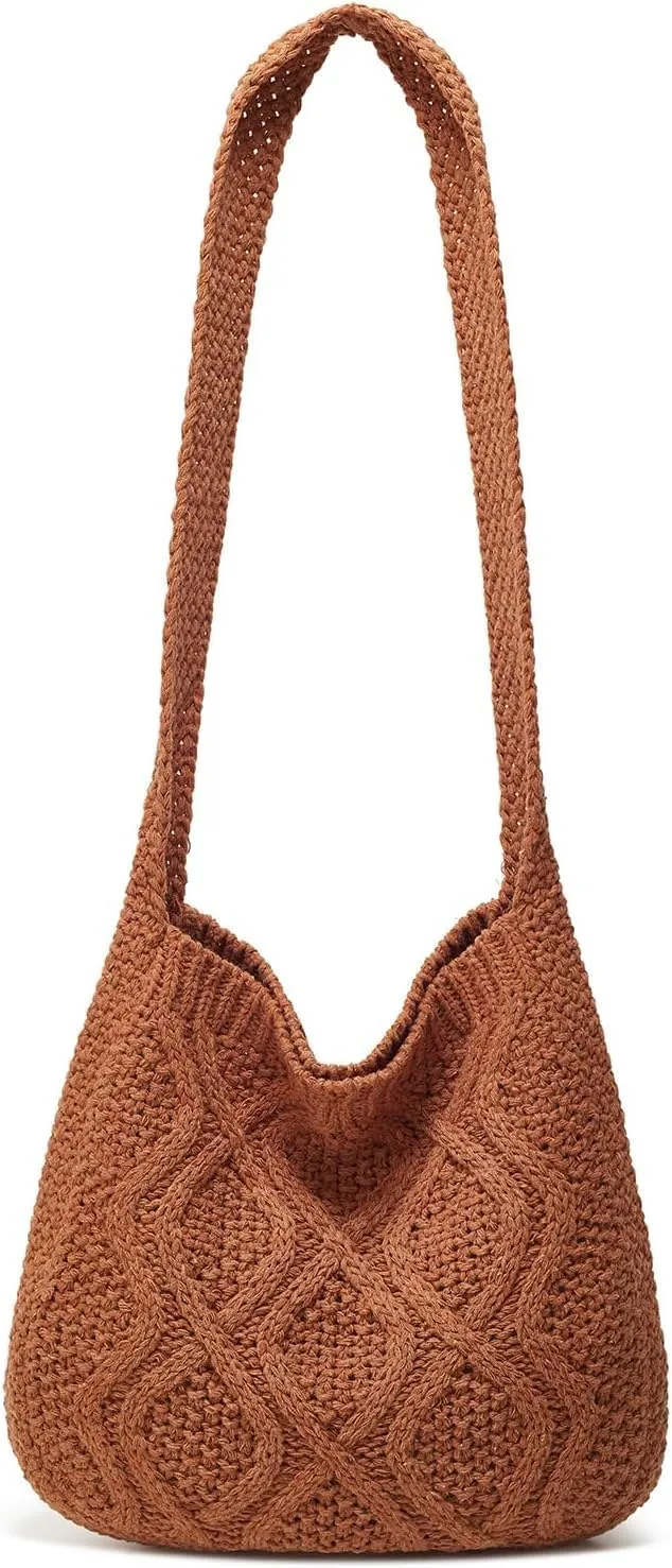 Women's Aesthetic Tote Bags Handwoven Knitted Shoulder Handbag Purse Hobo Bag Large Shoulder Shopping Bag Travel
