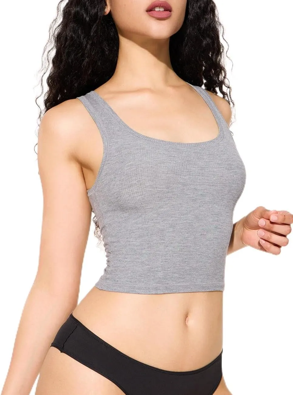 Women's Basic Sleeveless Crop Top Shirt Ribbed Scoop Neck Casual Summer Clothes