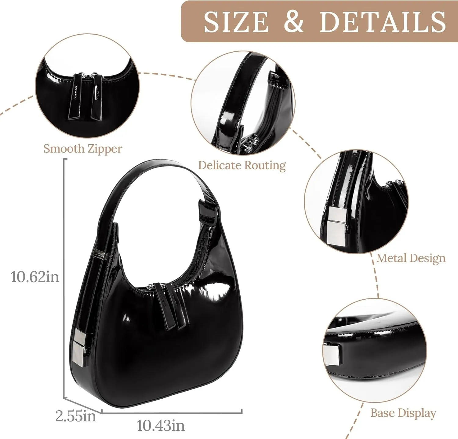 Women's Crescent Shoulder Bags Fashion Y2k 90s Hobo Crescent Handbags,Underarm Shoulder Purse BagUpsized Version