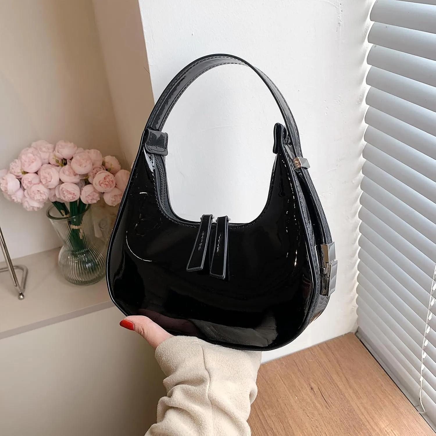 Women's Crescent Shoulder Bags Fashion Y2k 90s Hobo Crescent Handbags,Underarm Shoulder Purse BagUpsized Version