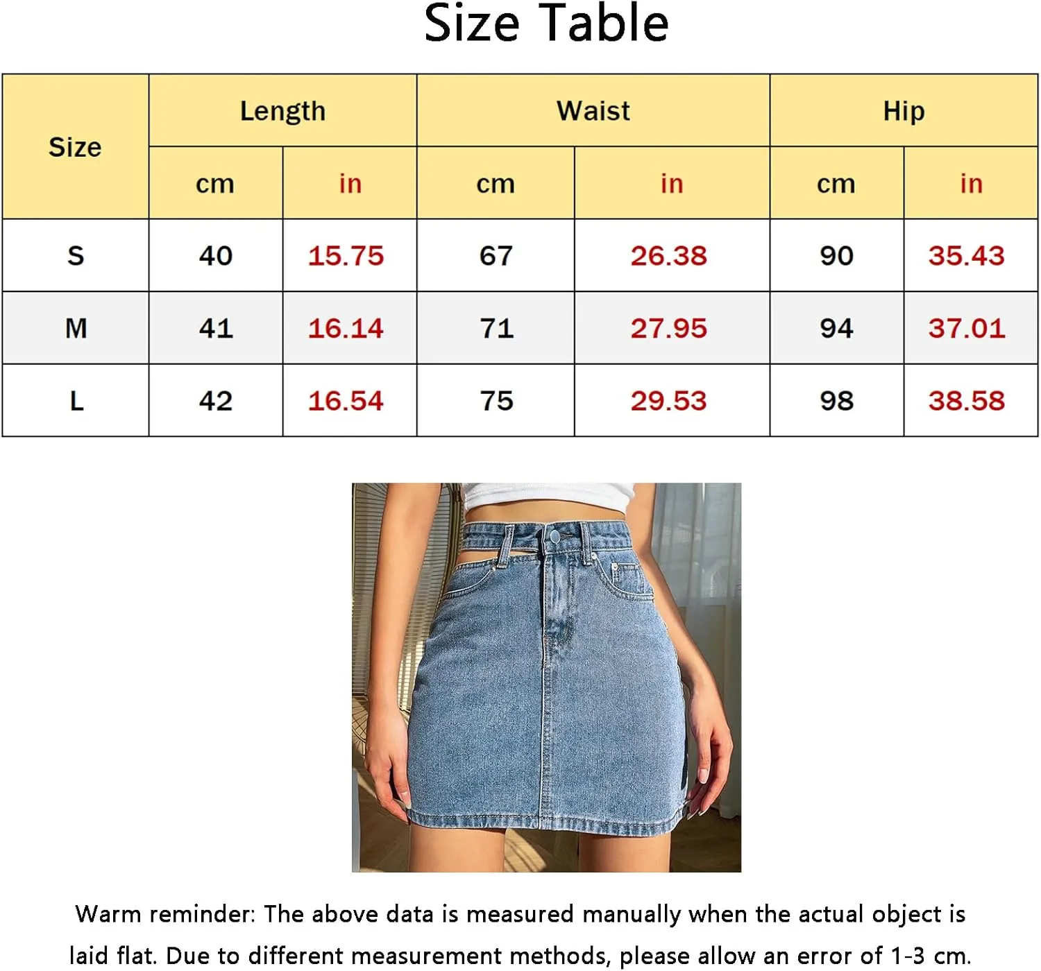 Women's Denim Skirt Side Hollow High Waisted Stretch Bodycon Jean Mini Skirt with Pockets