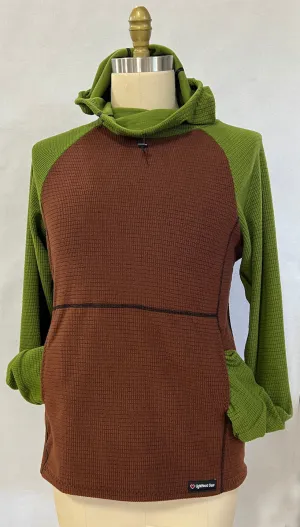 Women's Fleece Hoodie -  Brown w/ Green sleeves & hood