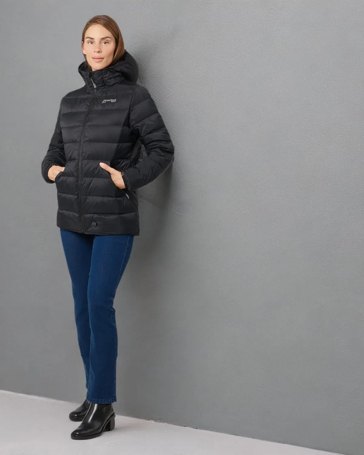 Women's Heated Jacket with Battery Included 12V Self Warming Parka Coat, Down Ski Jacket, Bluetooth App Control