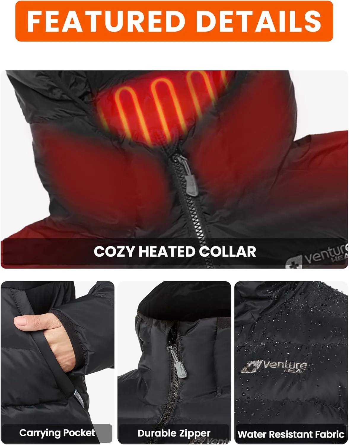 Women's Heated Jacket with Battery Included 12V Self Warming Parka Coat, Down Ski Jacket, Bluetooth App Control