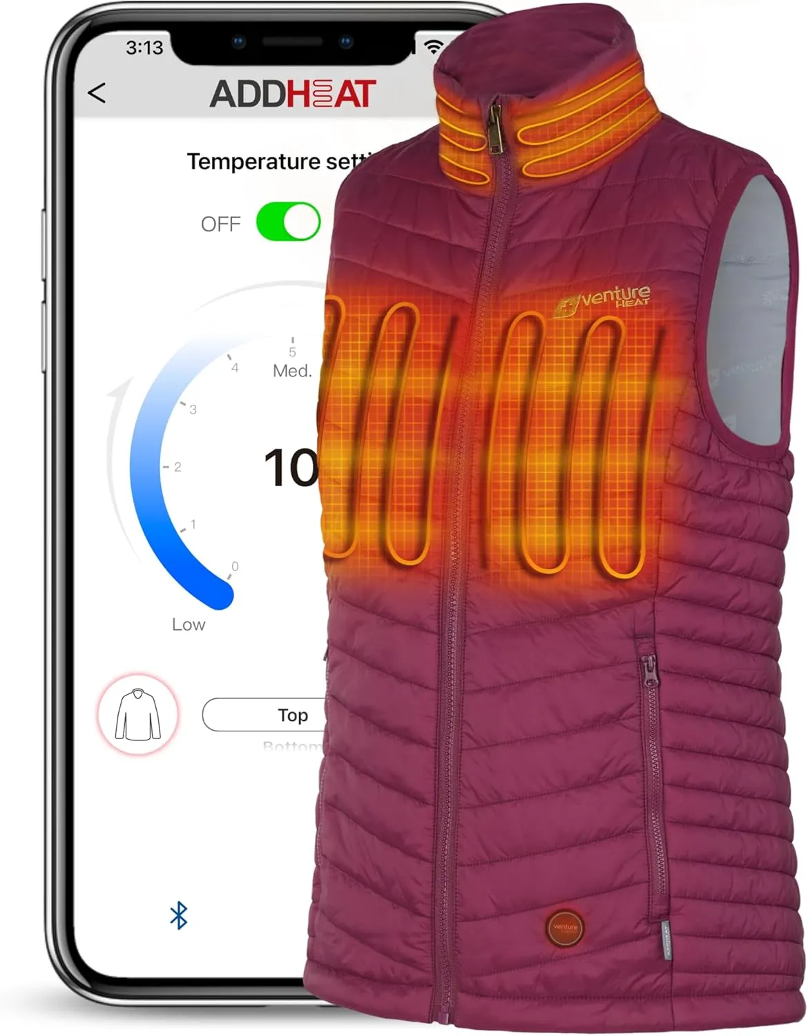 Women's Heated Vest with Battery Included - 4 Warming Zones, Bluetooth App Control, Outdoor Insulated Puffer