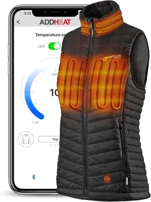 Women's Heated Vest with Battery Included - 4 Warming Zones, Bluetooth App Control, Outdoor Insulated Puffer