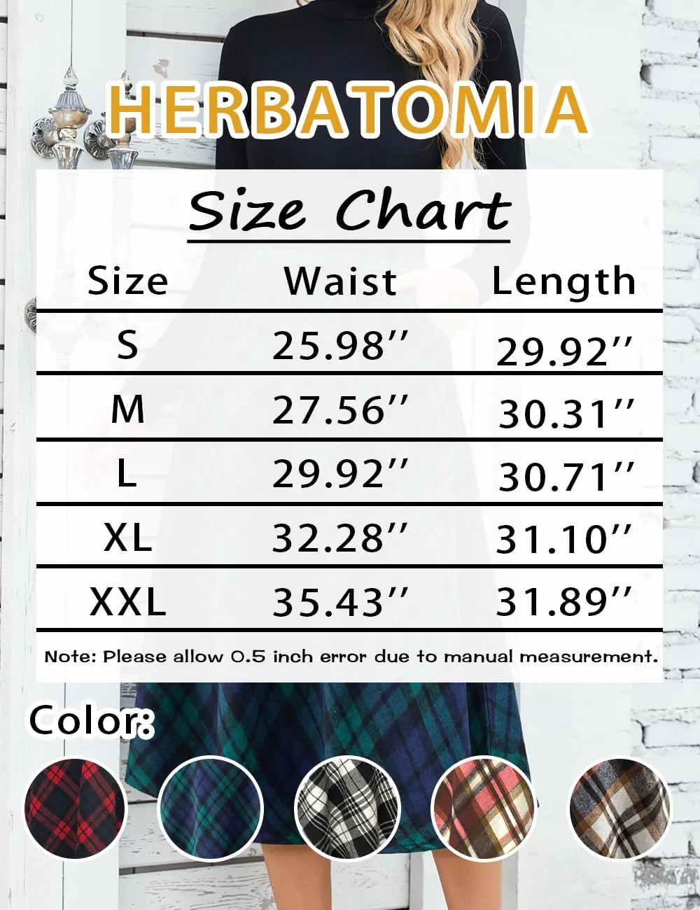 Womens High Waist Casual Pleated A-line Midi Skirt Elastic Waist with Pocket for Women