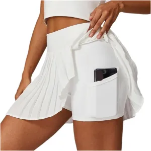 Women's High Waisted Pleated Tennis Skirts with Pockets Tummy Control Casual Liner Skorts Workout Golf Skirts