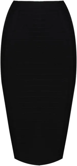 Women's Sexy Rayon Bandage Bodycon Party Midi Pencil Skirt with Zipper