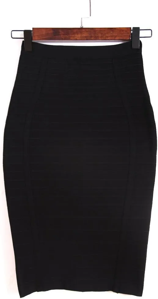 Women's Sexy Rayon Bandage Bodycon Party Midi Pencil Skirt with Zipper