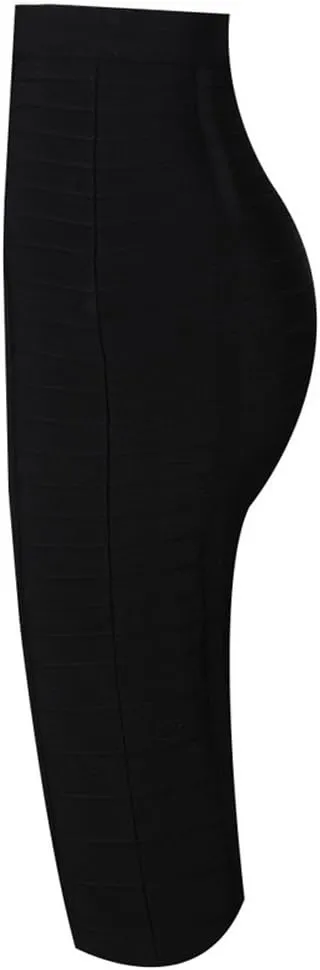 Women's Sexy Rayon Bandage Bodycon Party Midi Pencil Skirt with Zipper