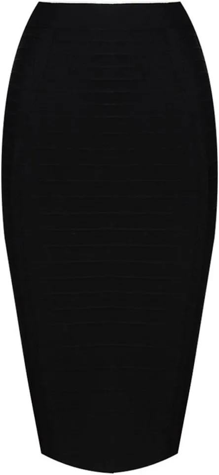 Women's Sexy Rayon Bandage Bodycon Party Midi Pencil Skirt with Zipper
