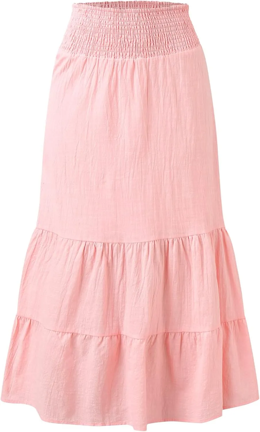 Womens Skirts Pleated A-Line Swing Skirt Vintage Irregular Midi Skirts Ruffle Layered High Waist Hip Long Skirt