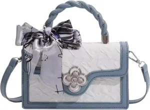 Womens Small Satchel Bag Shoulder Crossbody Bags PU Leather Fashion Purse Gifts Top-handle Handbag with Ribbon