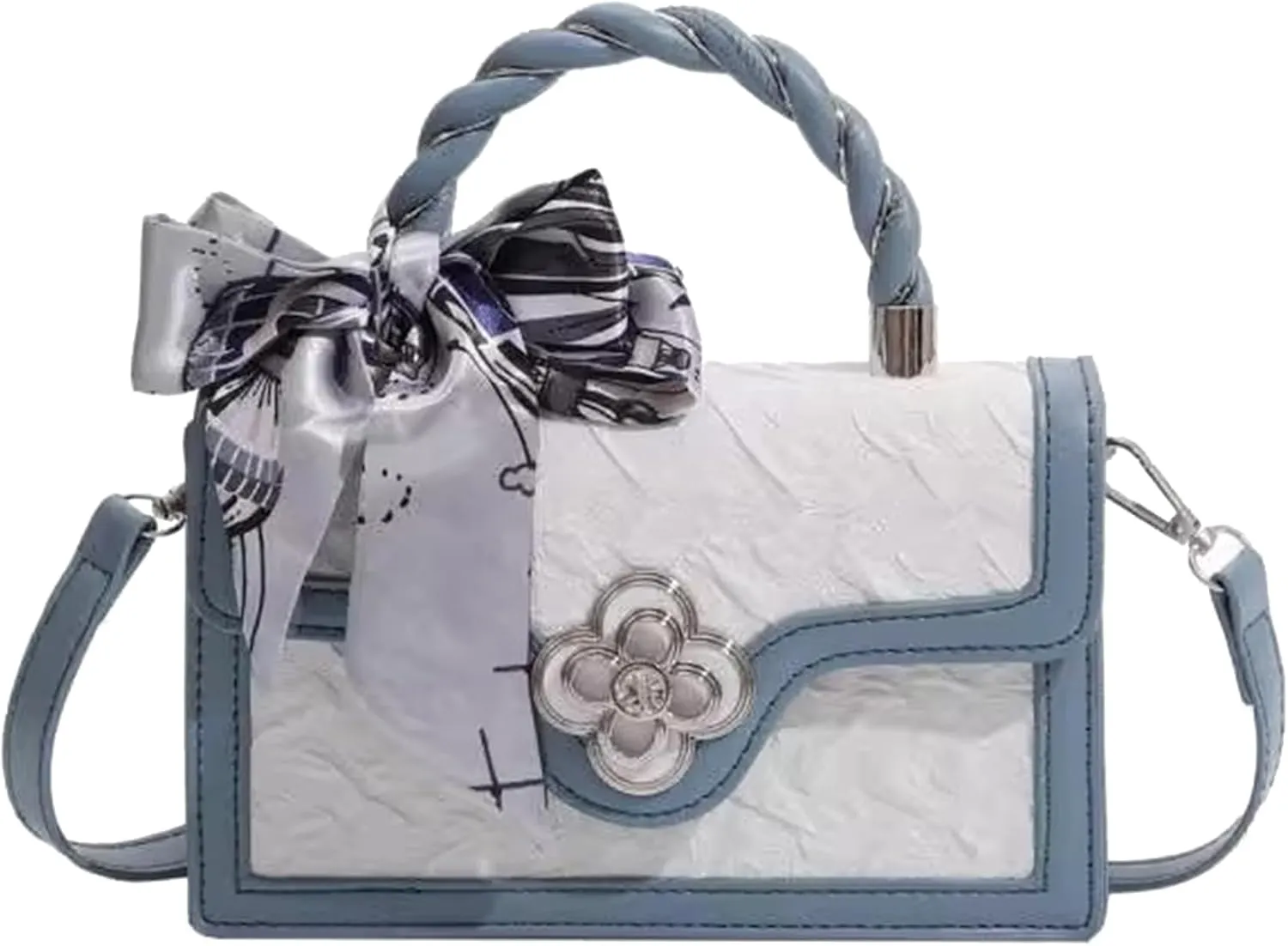 Womens Small Satchel Bag Shoulder Crossbody Bags PU Leather Fashion Purse Gifts Top-handle Handbag with Ribbon