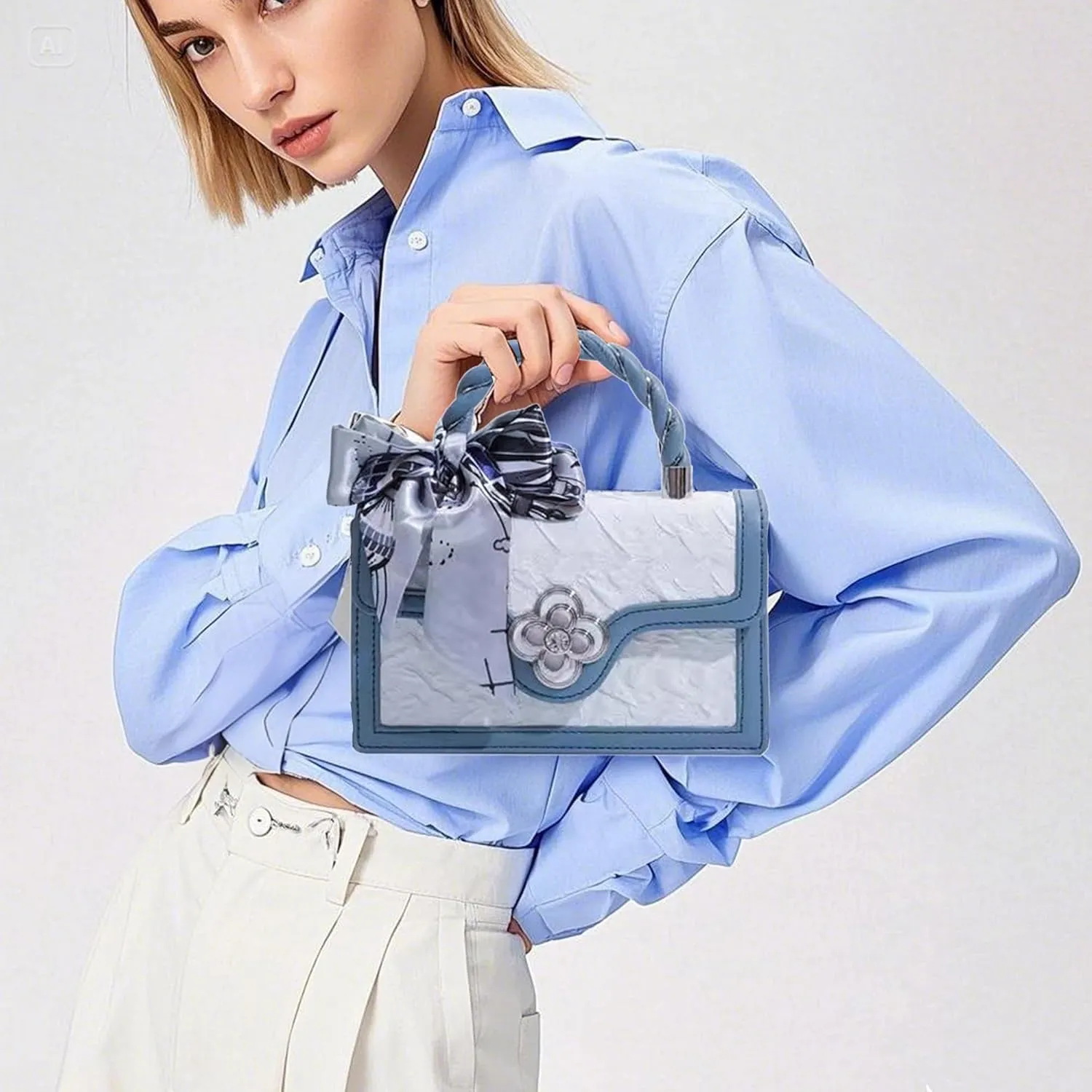 Womens Small Satchel Bag Shoulder Crossbody Bags PU Leather Fashion Purse Gifts Top-handle Handbag with Ribbon