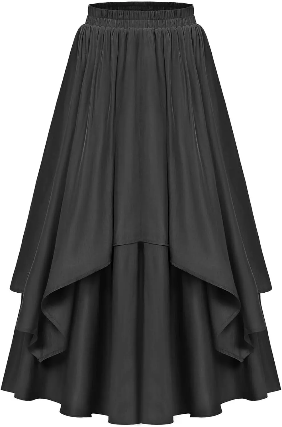 Womens Steampunk Renaissance Skirts Plus Size Elastic High Waisted Layered Long Maxi Skirt Stretch Party Dress