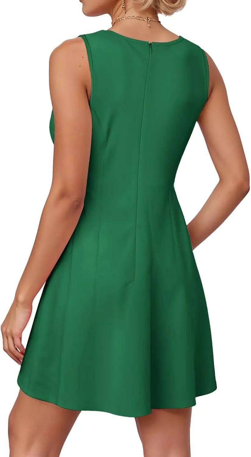 Womens Summer Sleeveless Boat Neck Mini Dress Slim Fitted Party Club Little Short Dresses Cute Sexy Bodycon Dress