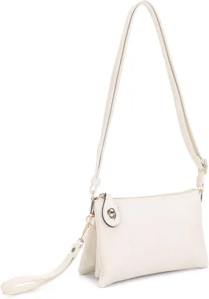 Women's Turn Lock Closure Wristlet Clutch and Crossbody, Multiple Compartment