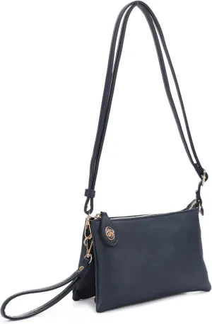 Women's Turn Lock Closure Wristlet Clutch and Crossbody, Multiple Compartment