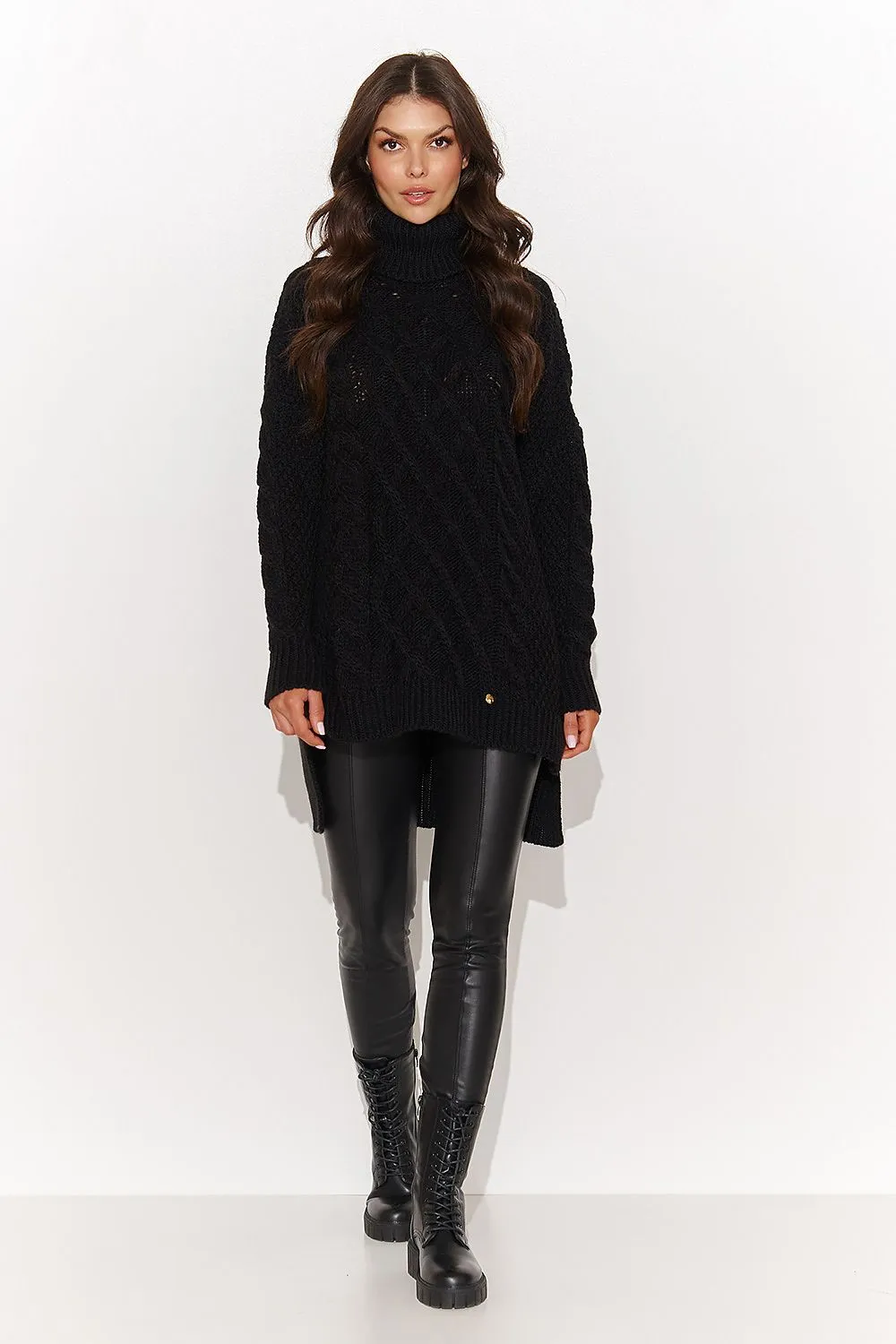 Women's Turtleneck Sweater Pullover WIht Side Slit