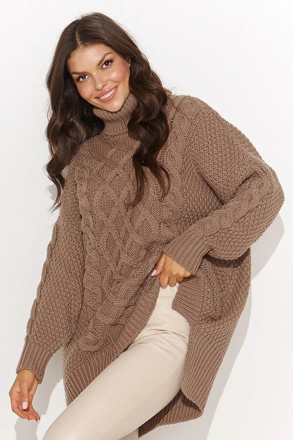Women's Turtleneck Sweater Pullover WIht Side Slit