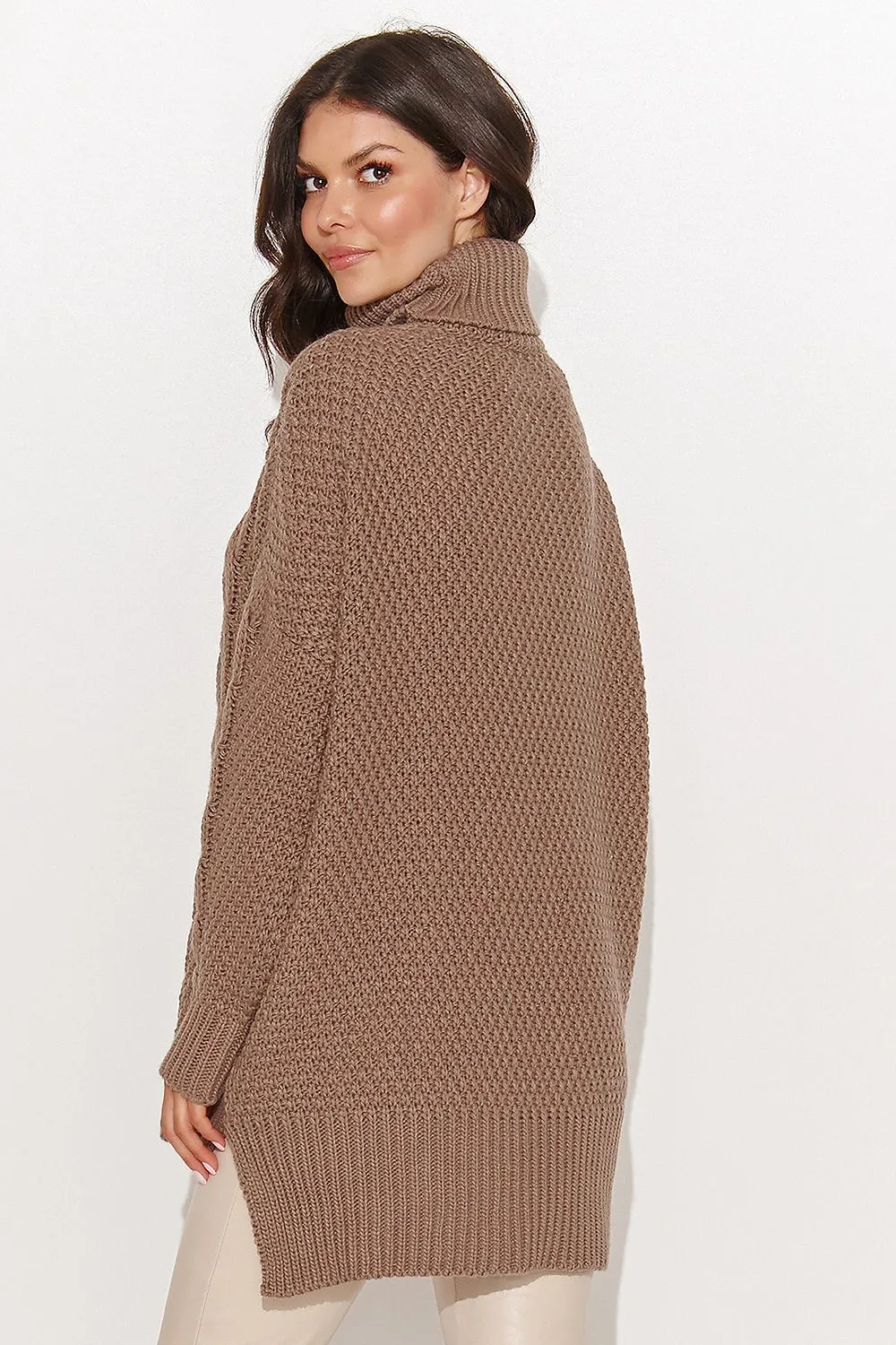 Women's Turtleneck Sweater Pullover WIht Side Slit