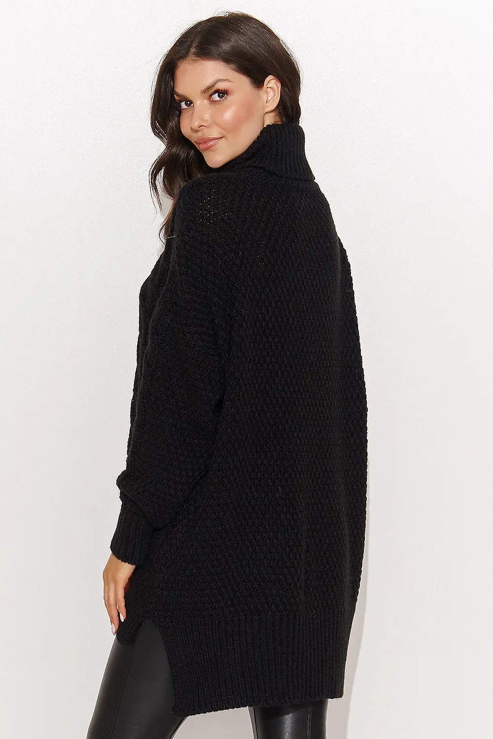 Women's Turtleneck Sweater Pullover WIht Side Slit