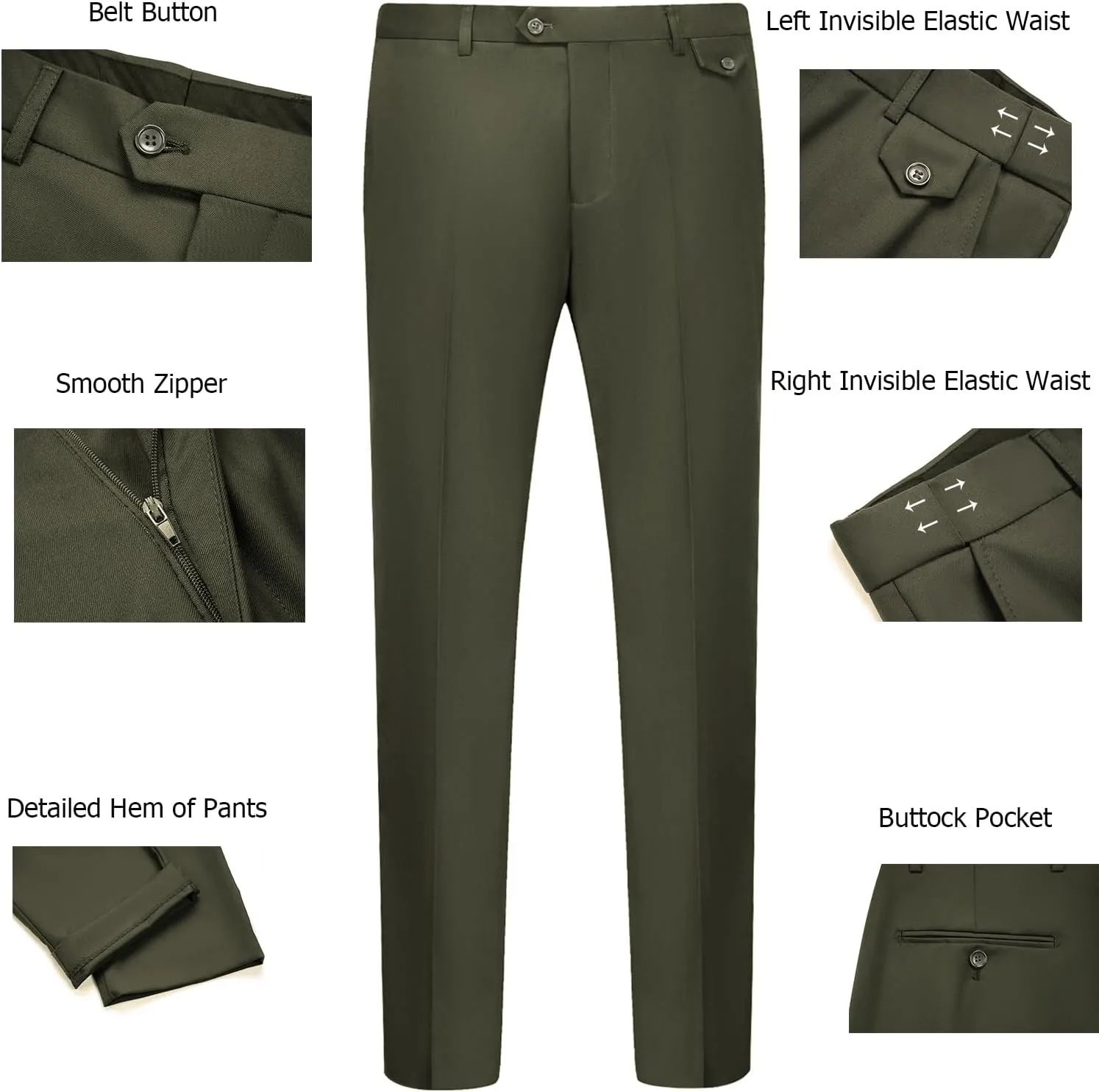 WULFUL Men's 3 Piece Slim Fit Suit Set Two Button Blazer Jacket Vest Pants Tuxedo Set for Party, Wedding and Business