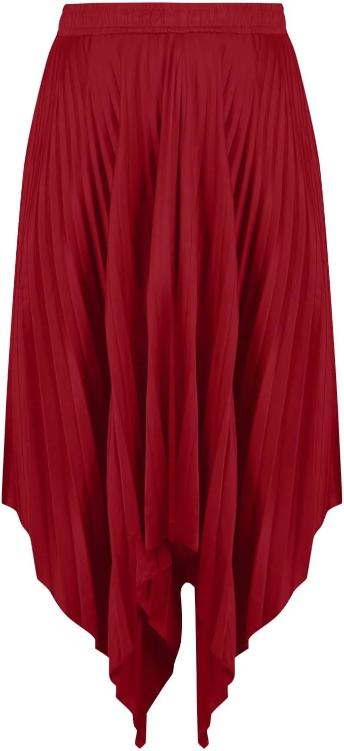 Xiaojmake Pleated Chiffon Skirts for Women High Elastic Waisted Flowy Asymmetrical Skirt Dressy High Low Summer Midi Skirts
