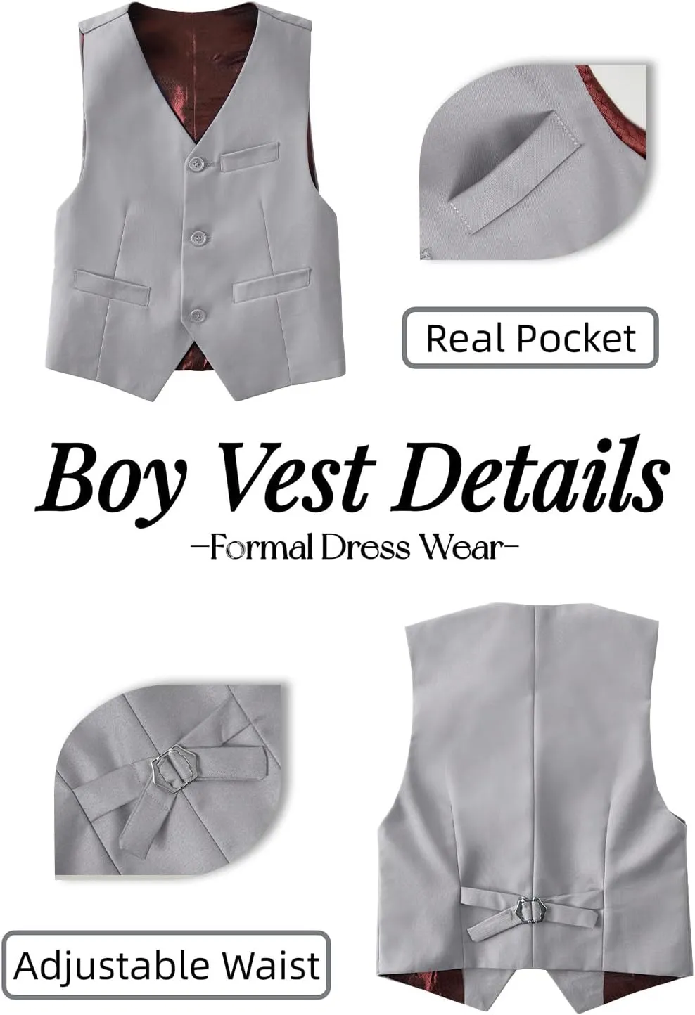 Yanlu Boys Suits Set Vest Pants Dress Shirt and Tie for Toddler Kids Formal Dresswear