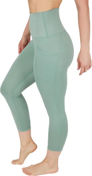 Yogalicious High Waist Squat Proof Yoga Capri Leggings with Side Pockets for Women