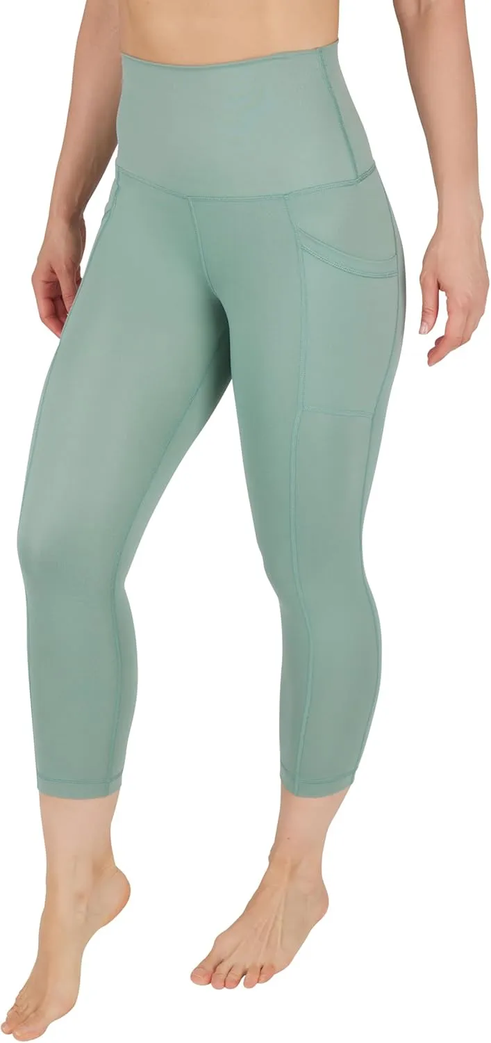 Yogalicious High Waist Squat Proof Yoga Capri Leggings with Side Pockets for Women