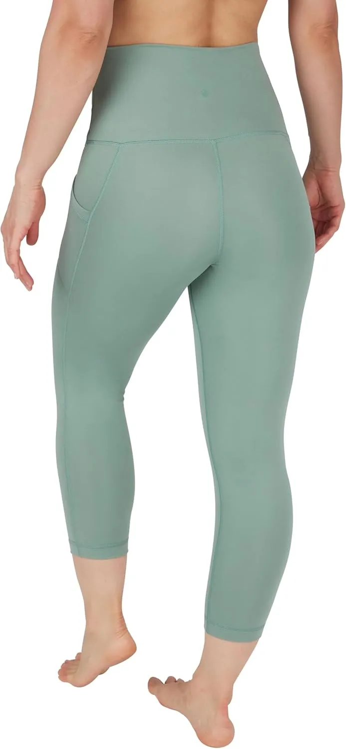Yogalicious High Waist Squat Proof Yoga Capri Leggings with Side Pockets for Women