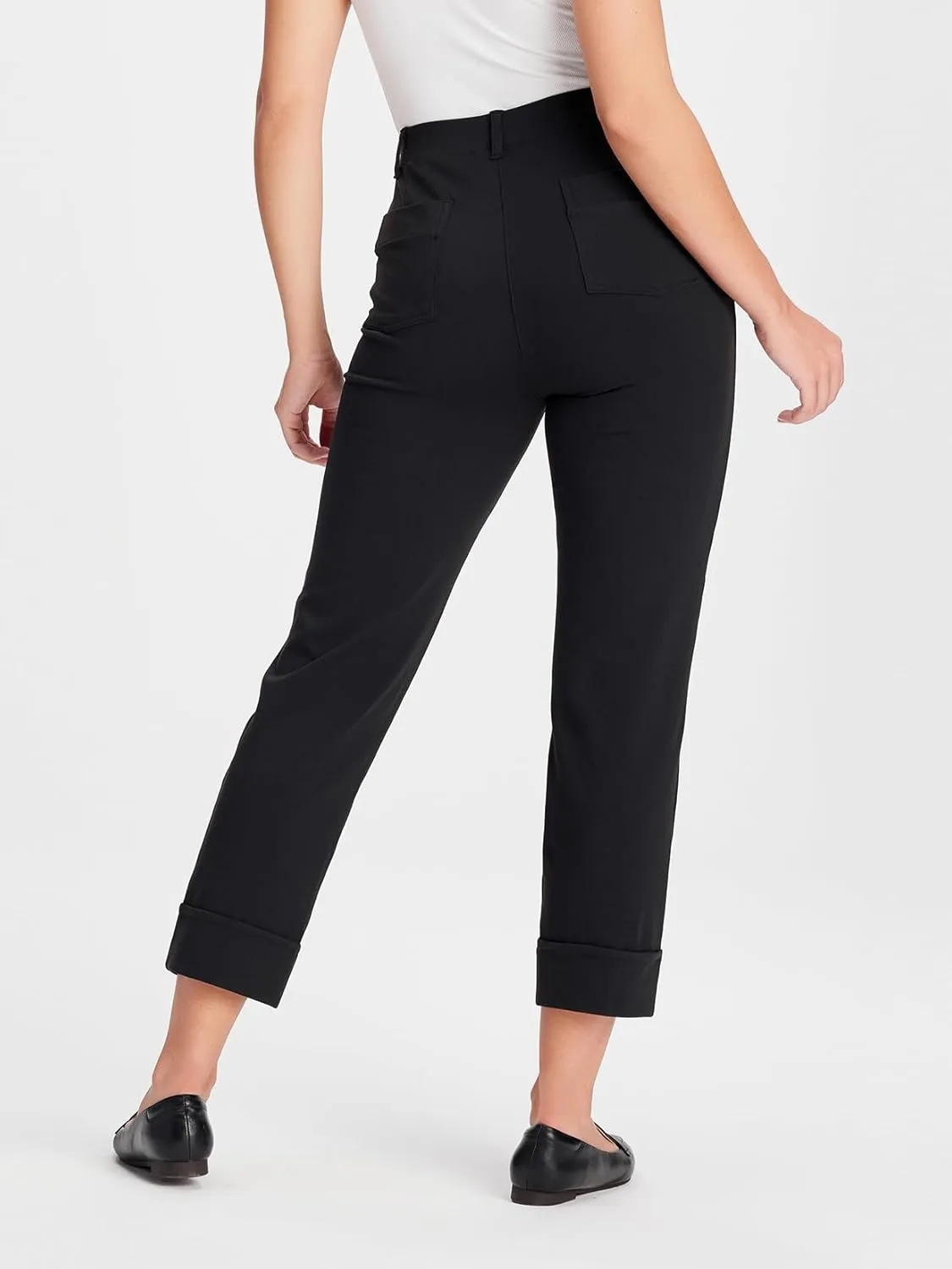 Yogipace,Belt Loops,Women's 22"/25"/28" Cropped Yoga Dress Pants Pull-On Straight Leg Work Pant