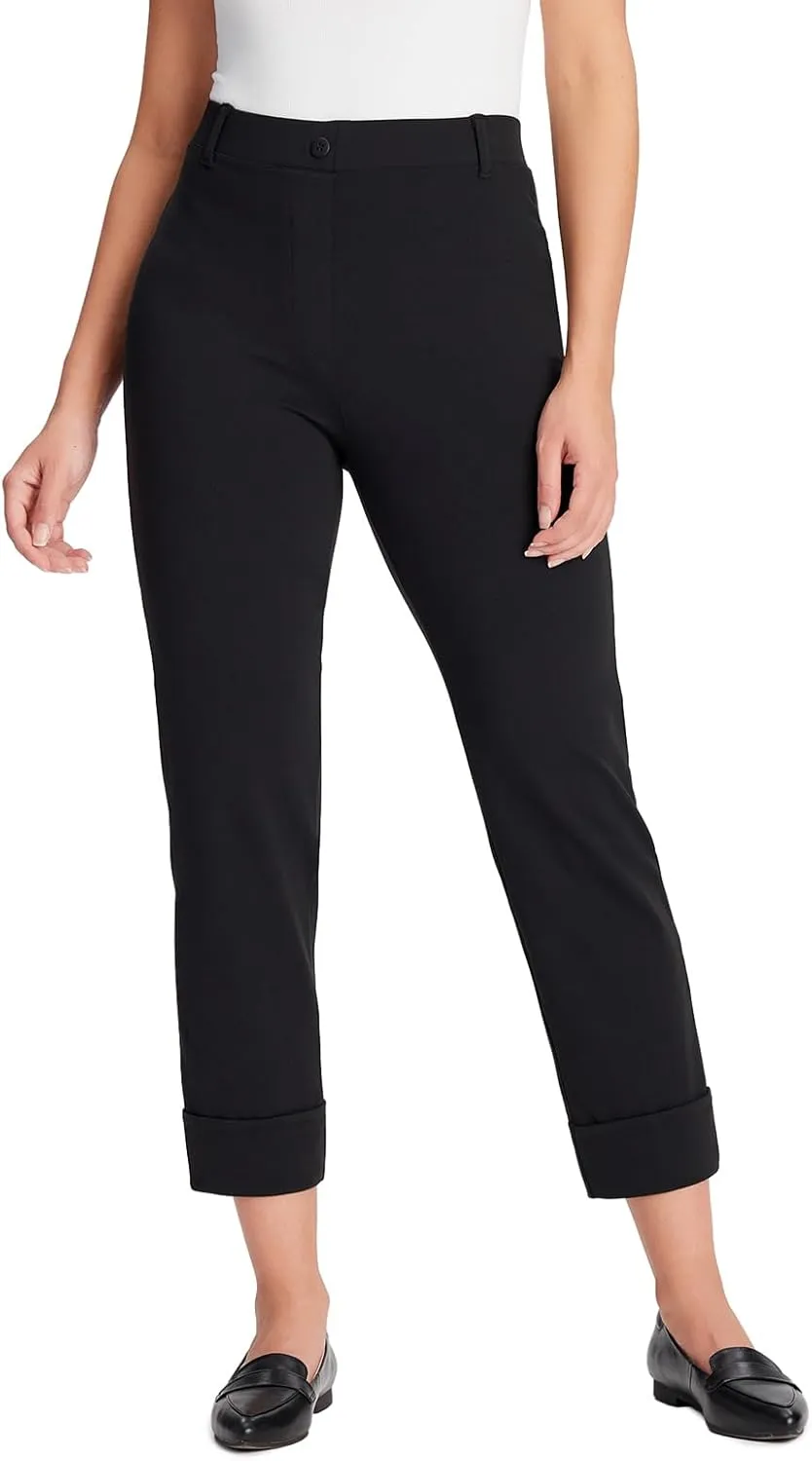 Yogipace,Belt Loops,Women's 22"/25"/28" Cropped Yoga Dress Pants Pull-On Straight Leg Work Pant