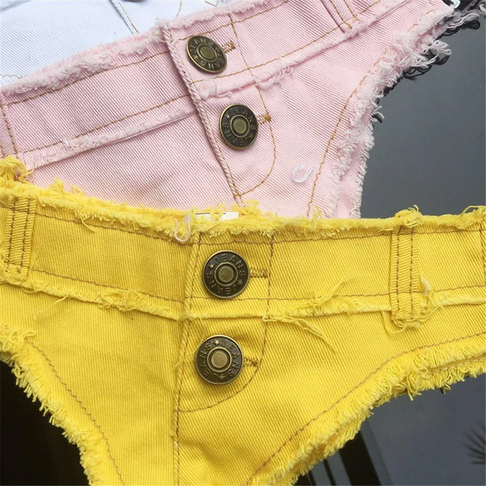 Yollmart Women's Sexy Booty Cut Off Denim Shorts Low Waist Hot Pants