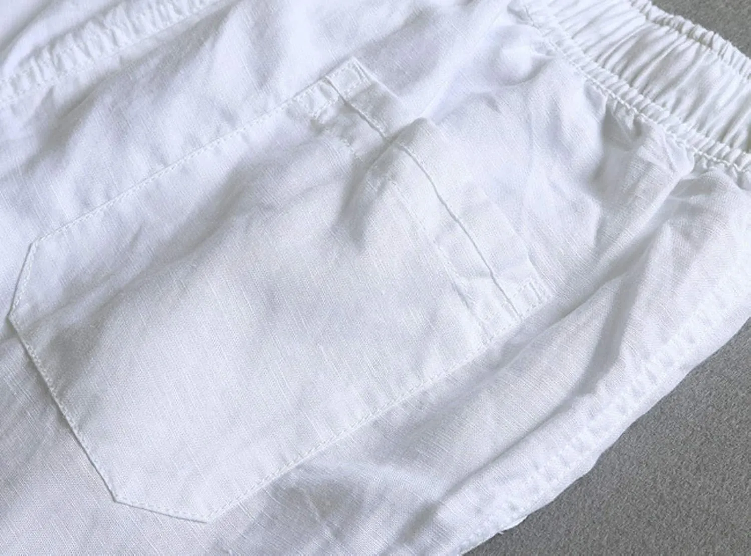 Youhan Men's Fitted Elastic Waistband Cotton Linen Pants with Drawstring